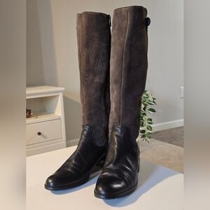 Dorking leather suede tall boots color black and green size 39